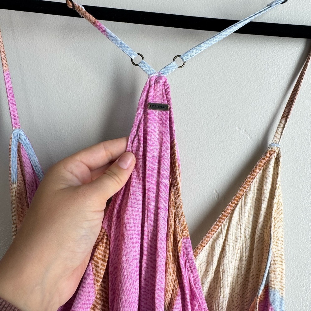 O’Neill boho wrap sundress tie waist beach vacay surf brand colorblock maxi XL - Picture 7 of 7
